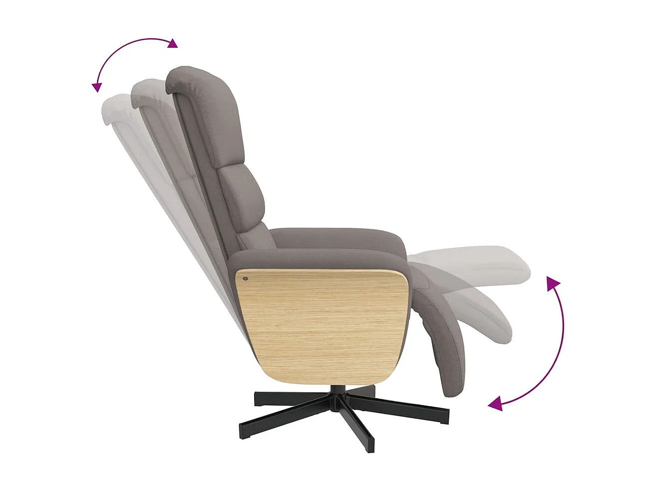Fauteuil verstelbaar met voetensteun stof taupe
