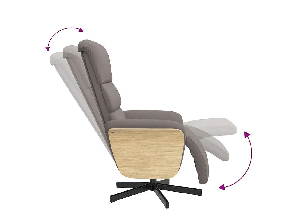 Fauteuil inclinable avec repose-pieds taupe tissu