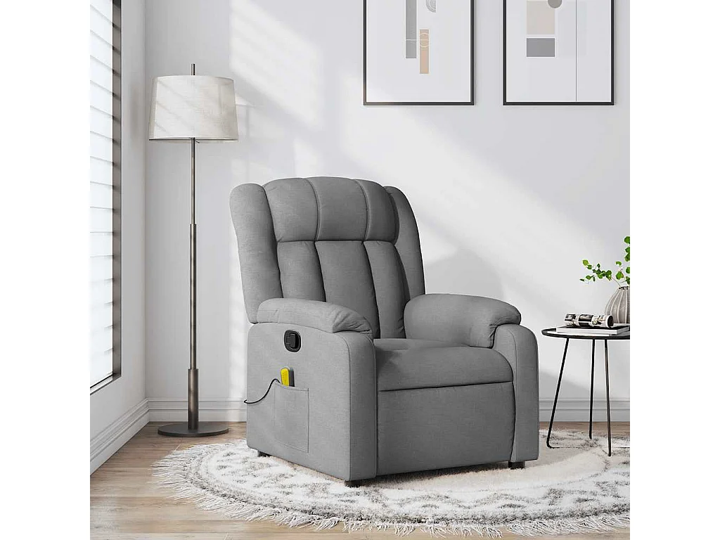 Massagesessel Hellgrau Stoff