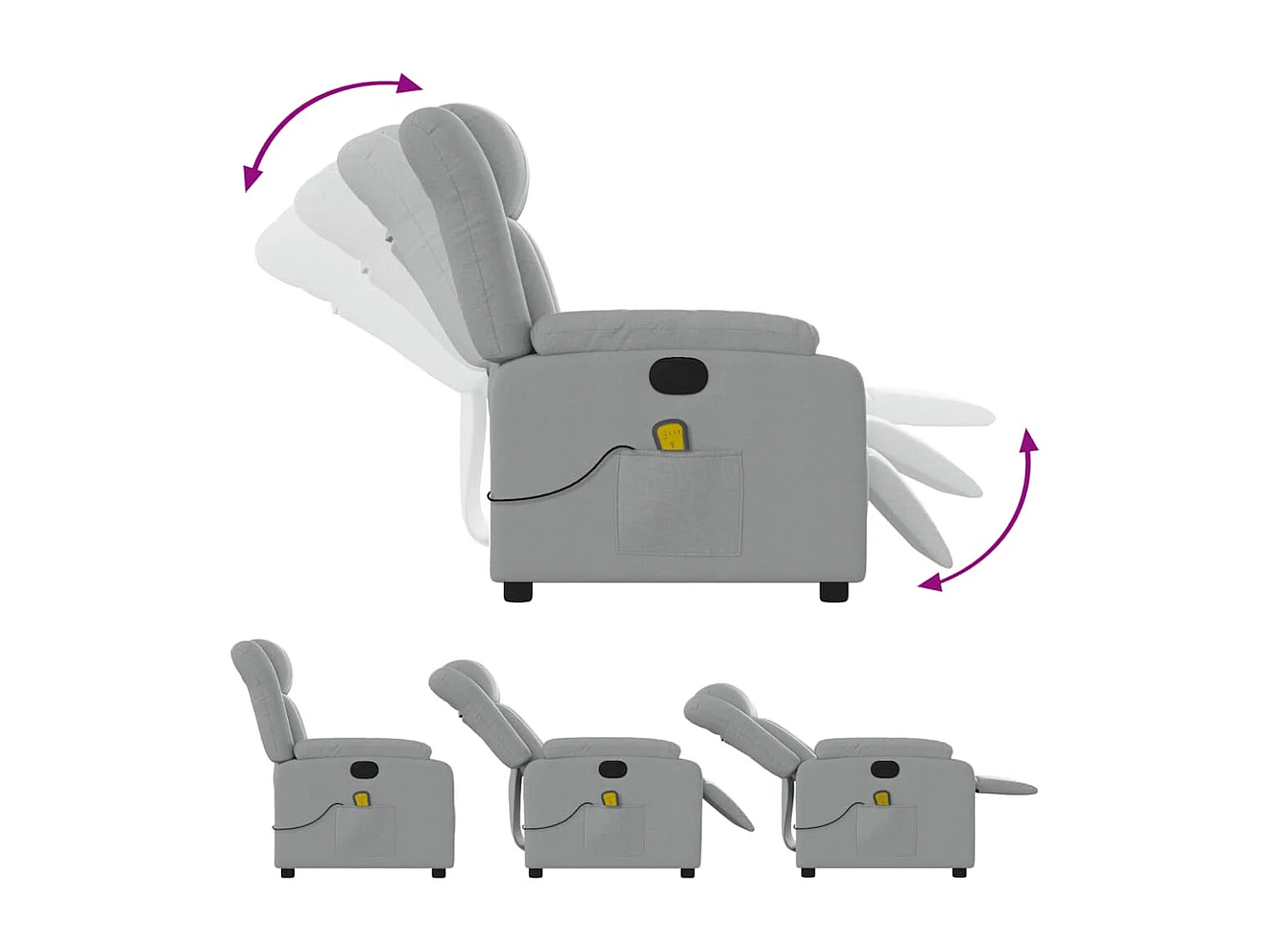 Massagesessel Hellgrau Stoff