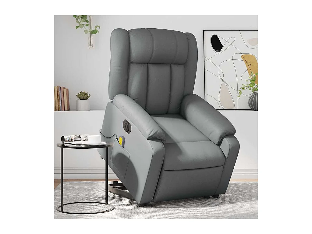 Poltrona Alzapersona Elettrica Reclinabile Grigio in Similpelle