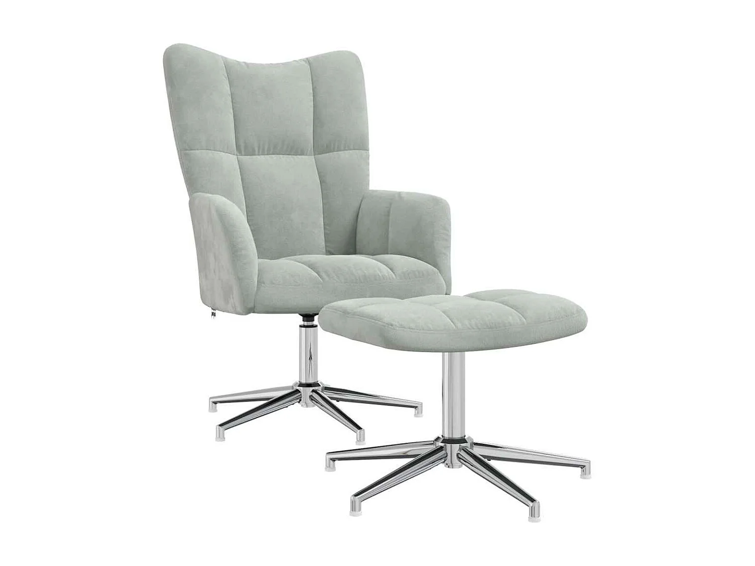 Relaxsessel mit Hocker Hellgrau Samt