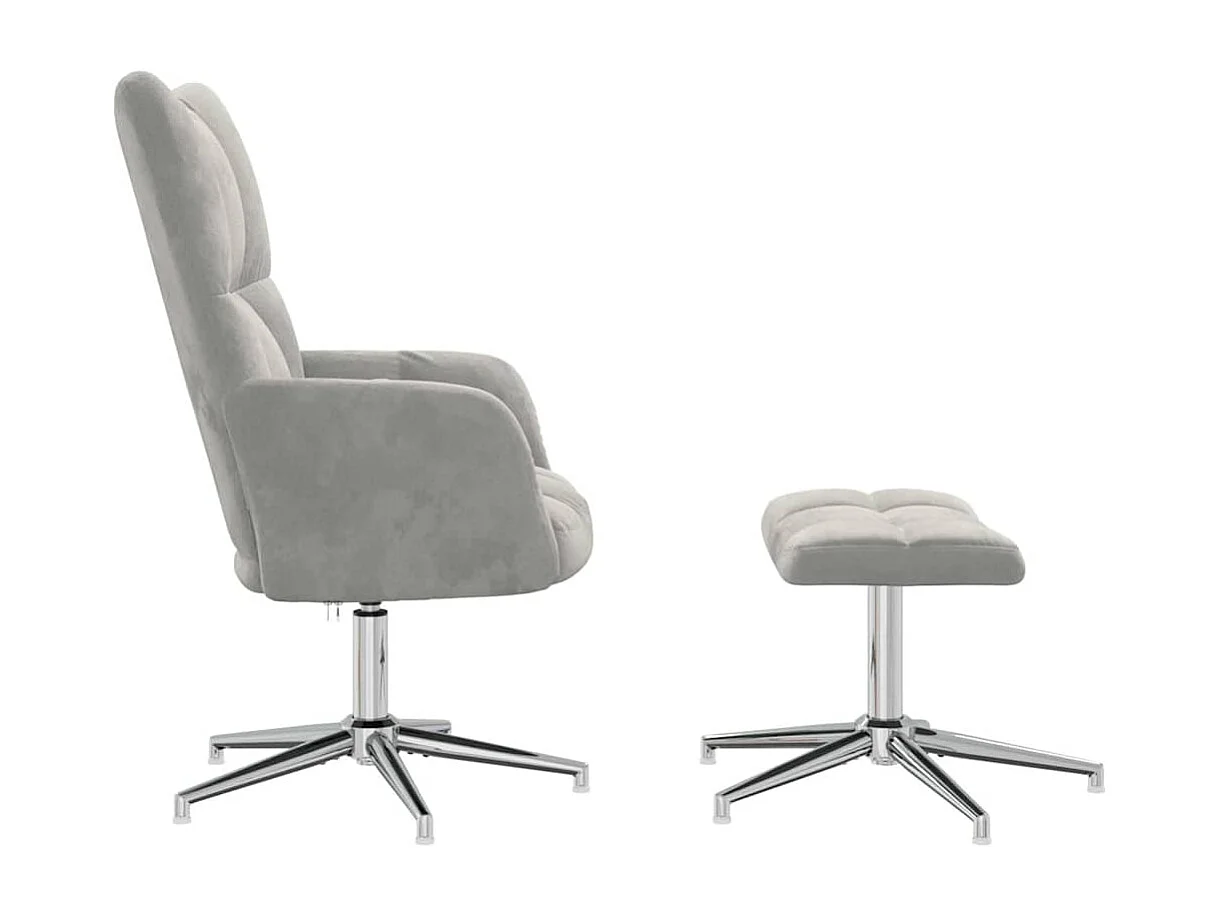 Relaxsessel mit Hocker Hellgrau Samt