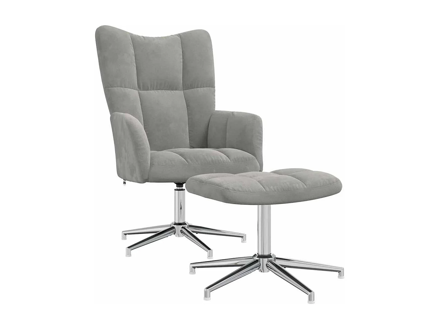 Relaxsessel mit Hocker Hellgrau Samt