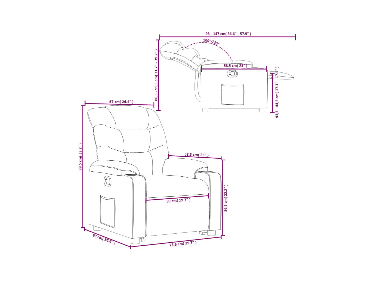 Fauteuil inclinable Gris Similicuir
