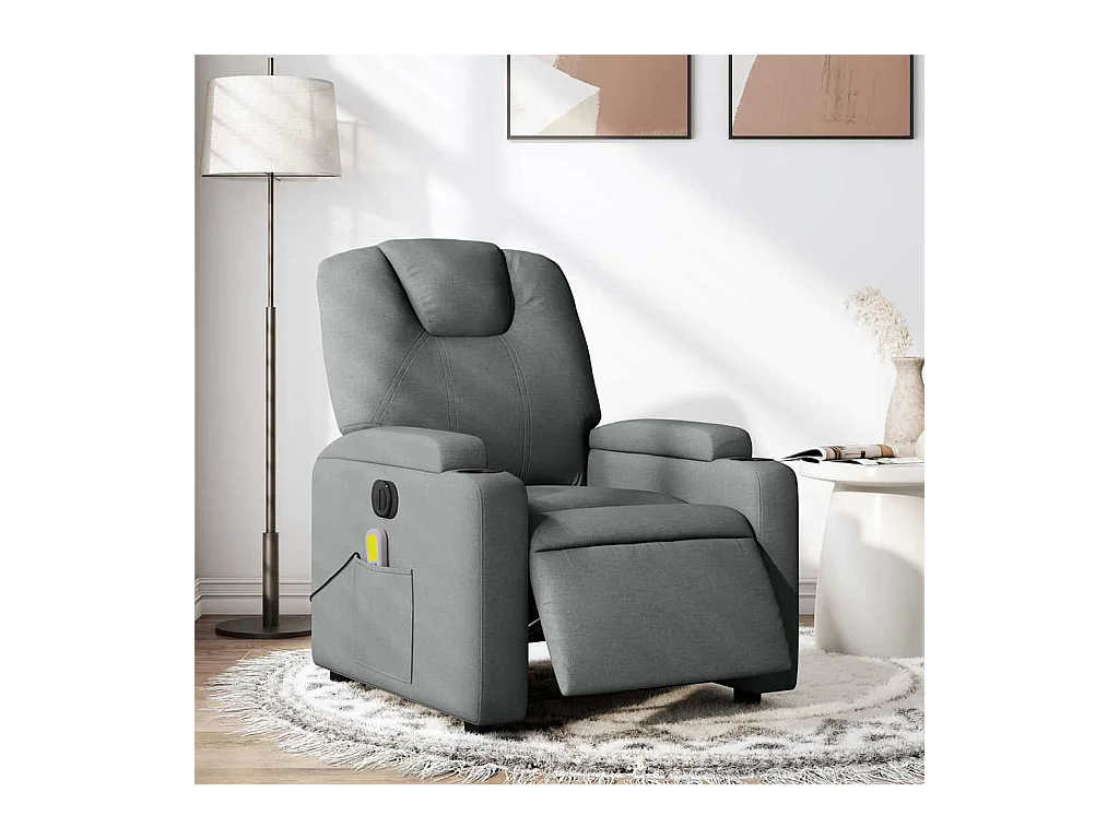 Fauteuil inclinable de massage électrique gris foncé tissu