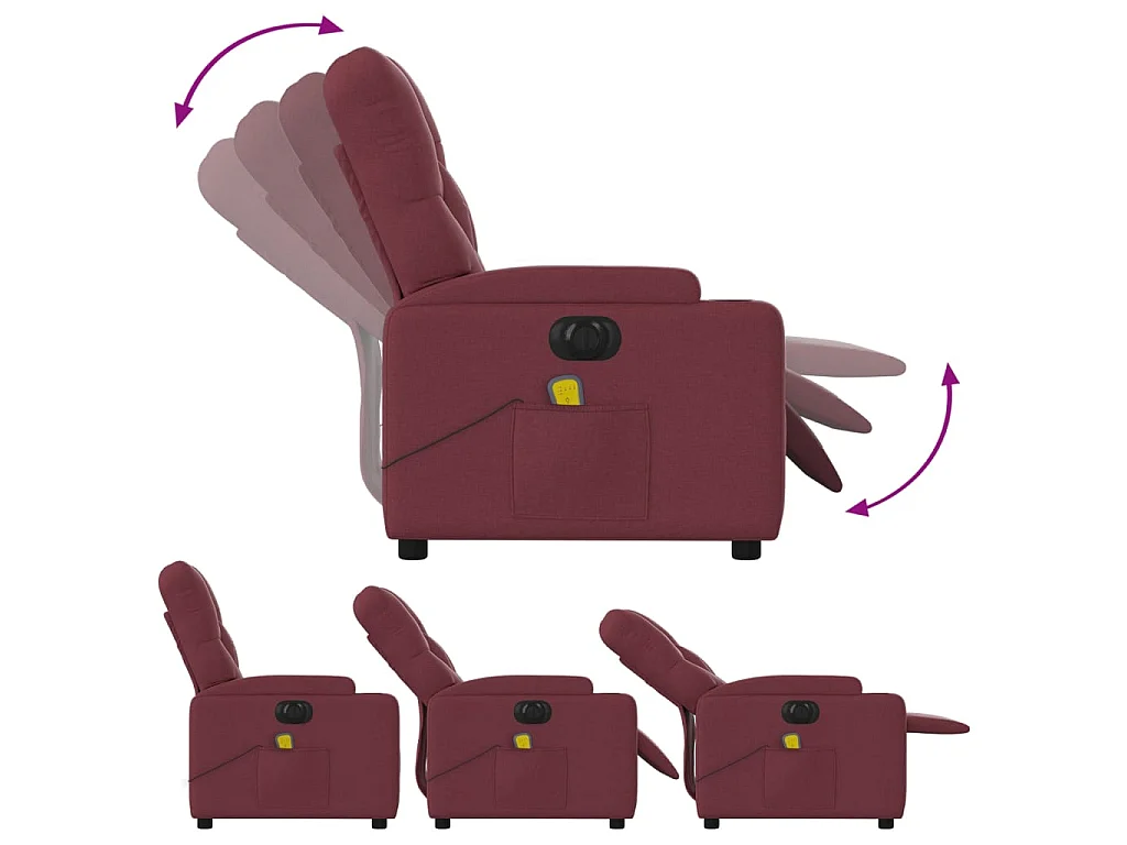 Fauteuil de massage inclinable électrique Rouge bordeaux Tissu