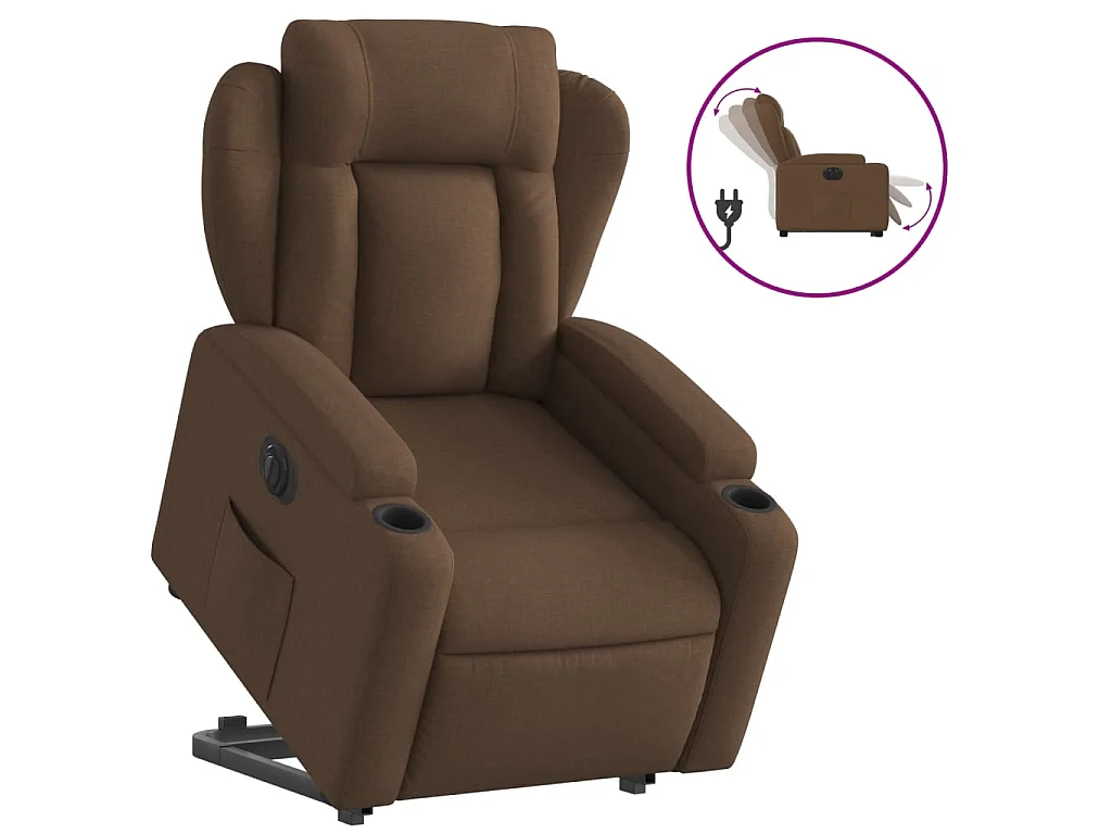 Fauteuil inclinable électrique marron tissu