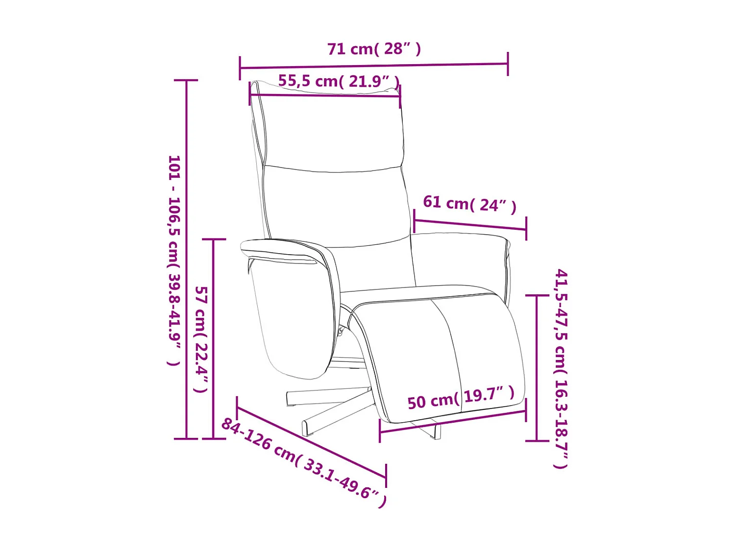 Fauteuil inclinable avec repose-pieds crème similicuir