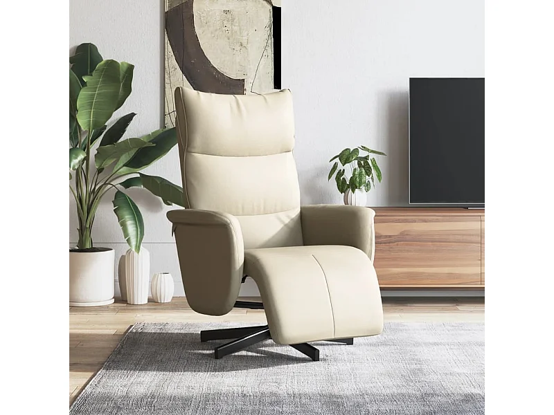 Fauteuil inclinable avec repose-pieds crème similicuir