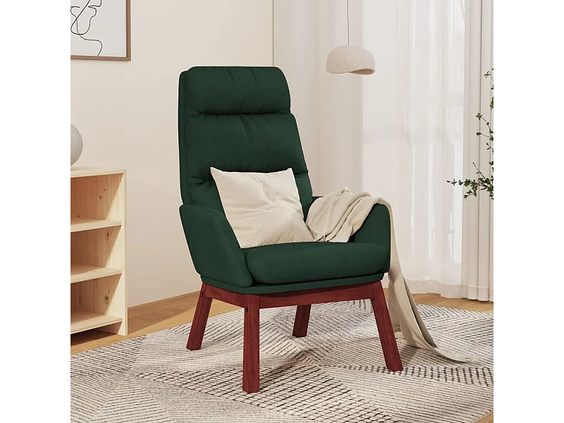 Chaise de relaxation Vert foncé Tissu