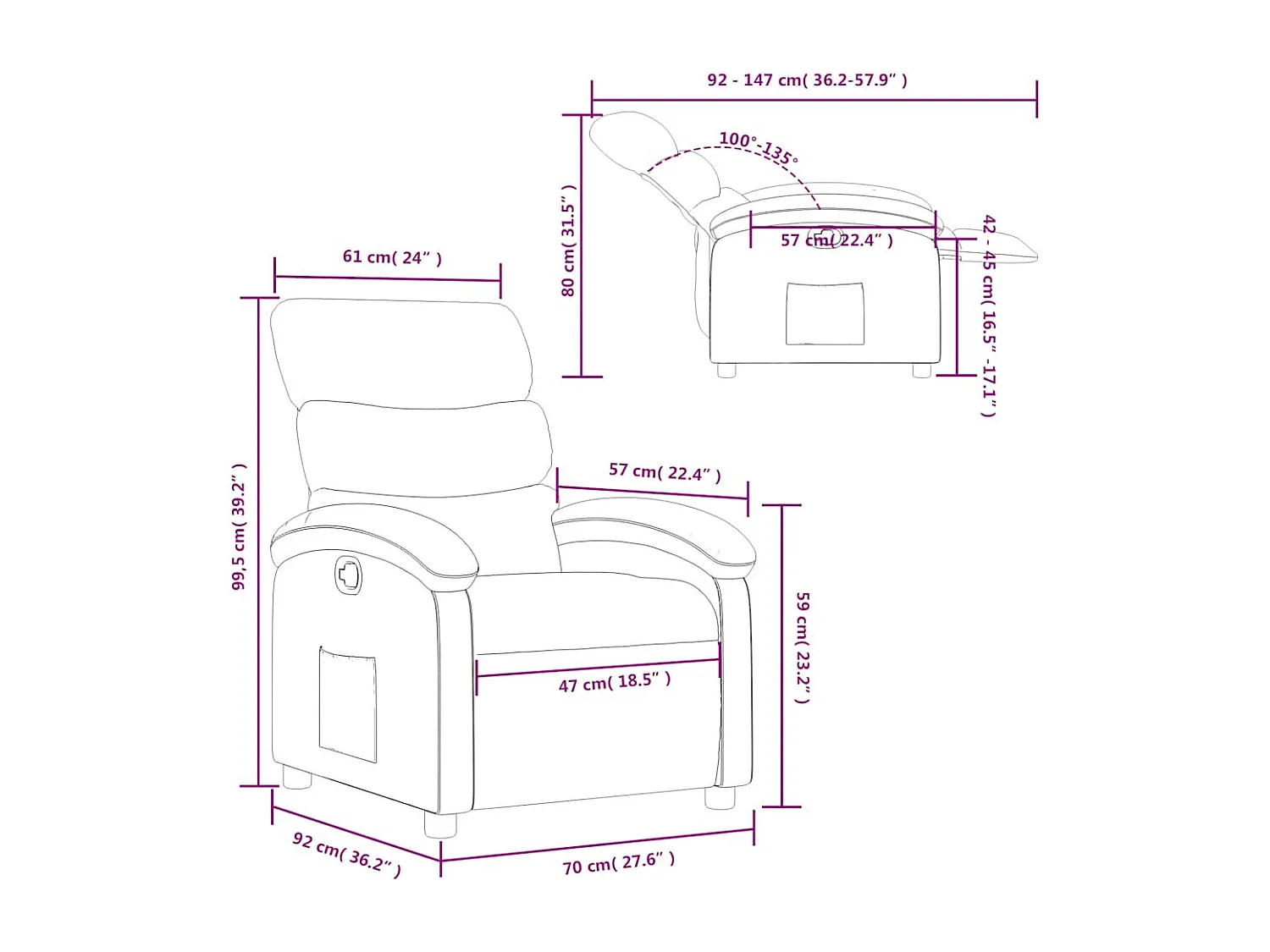 Fauteuil inclinable Vert foncé Tissu