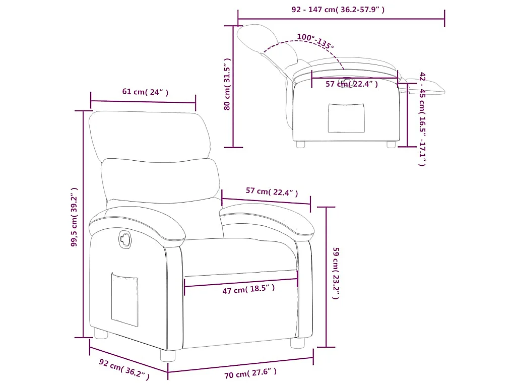 Fauteuil verstelbaar stof donkergroen