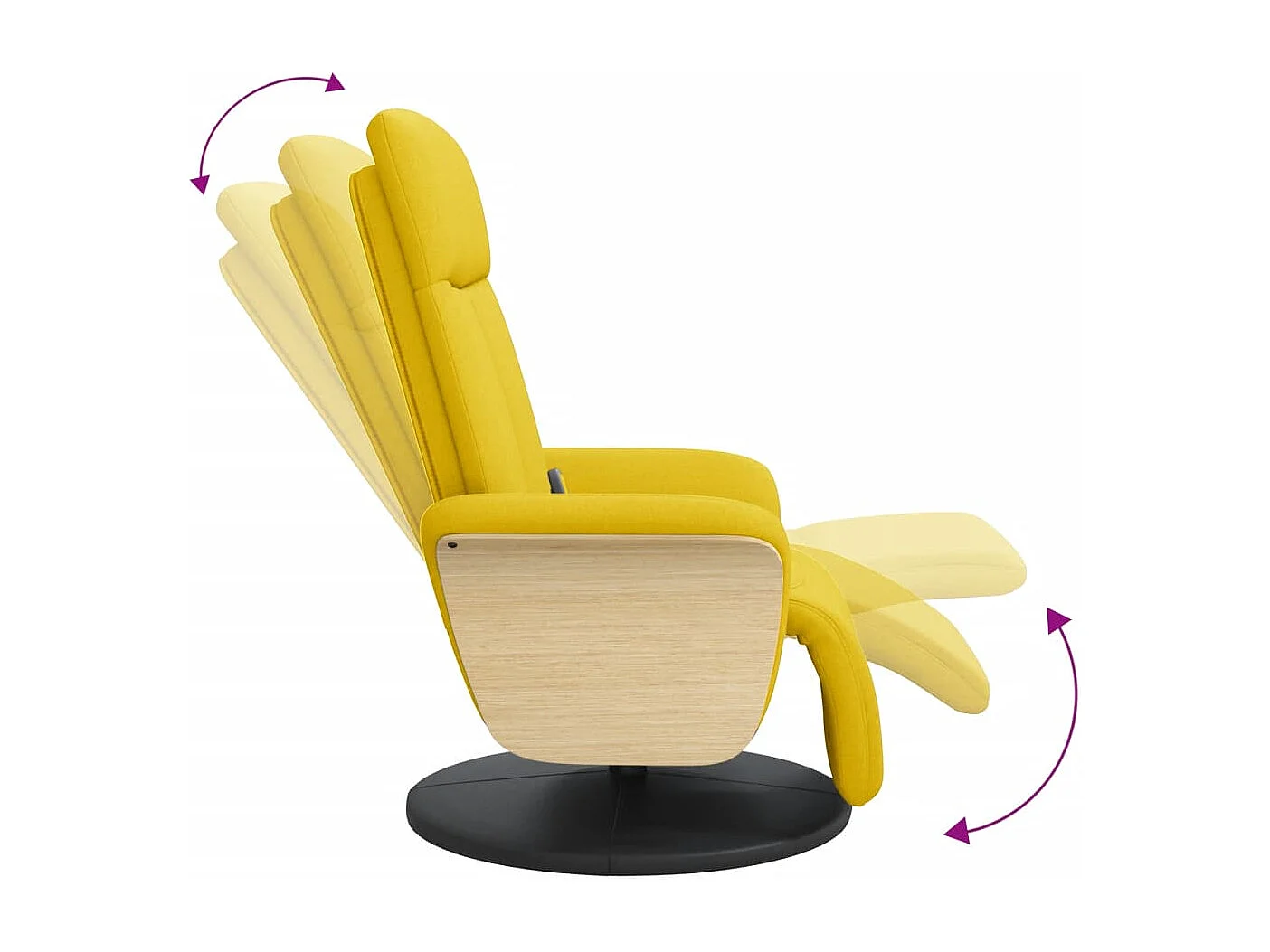 Fauteuil inclinable de massage repose-pieds jaune clair tissu