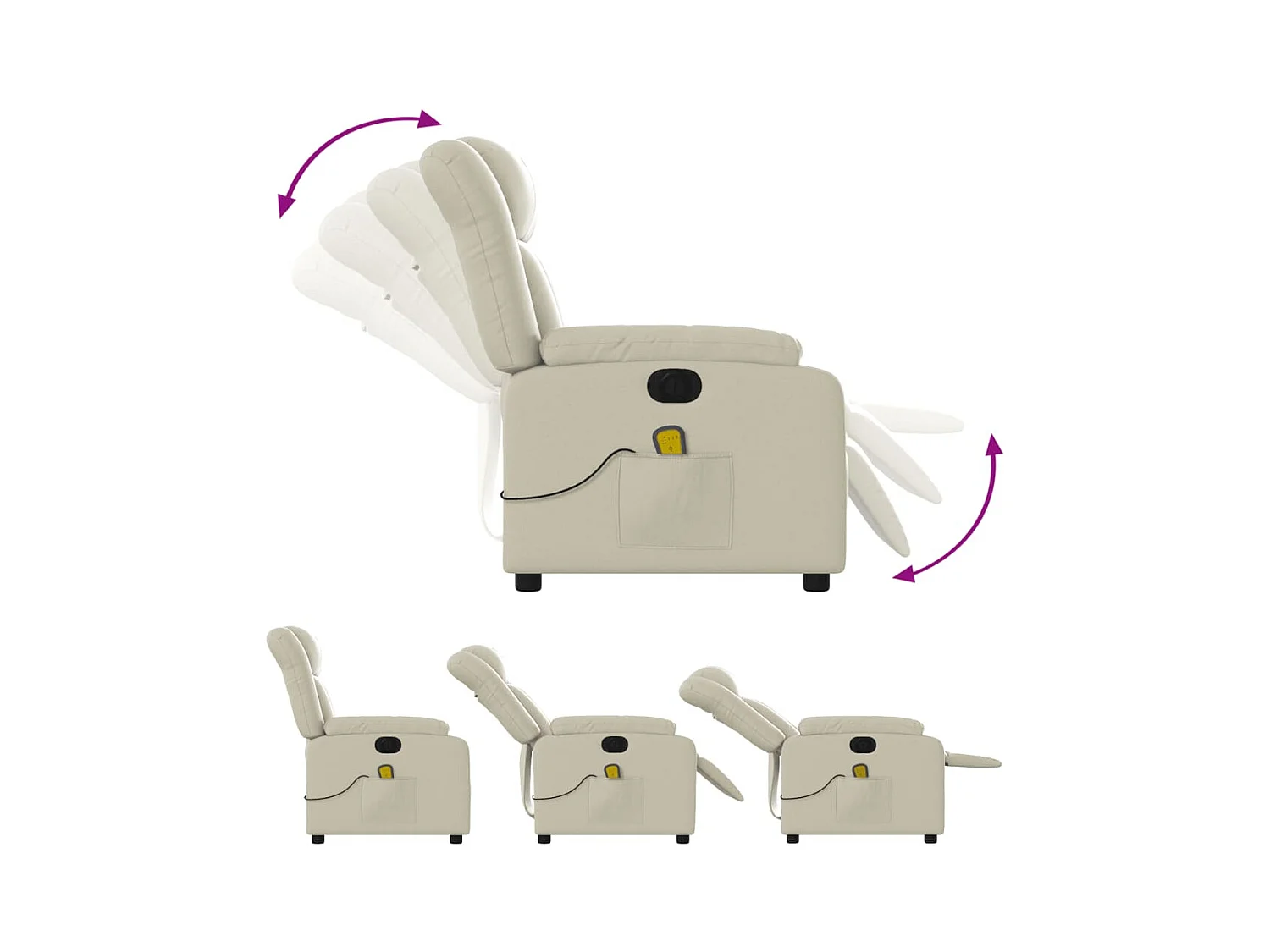 Fauteuil de massage inclinable électrique crème similicuir