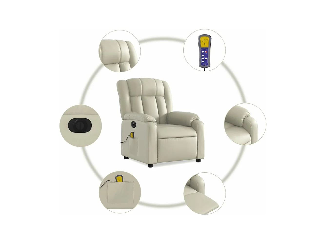 Fauteuil de massage inclinable électrique crème similicuir