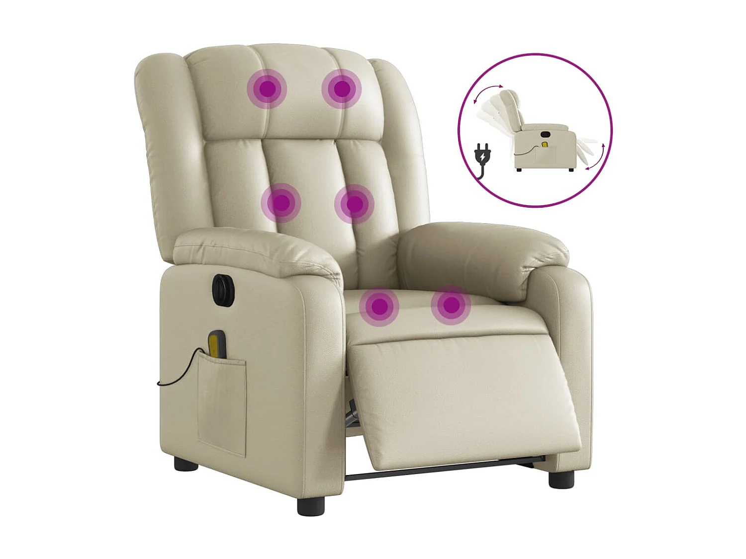 Massagesessel Elektrisch Creme Kunstleder