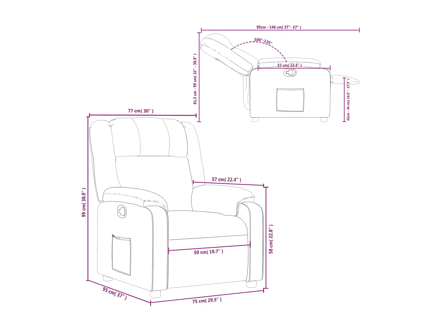 Fauteuil inclinable Noir Tissu