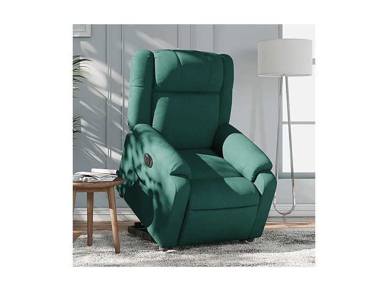 Poltrona Alzapersona Reclinabile Elettrica Verde Scuro Tessuto