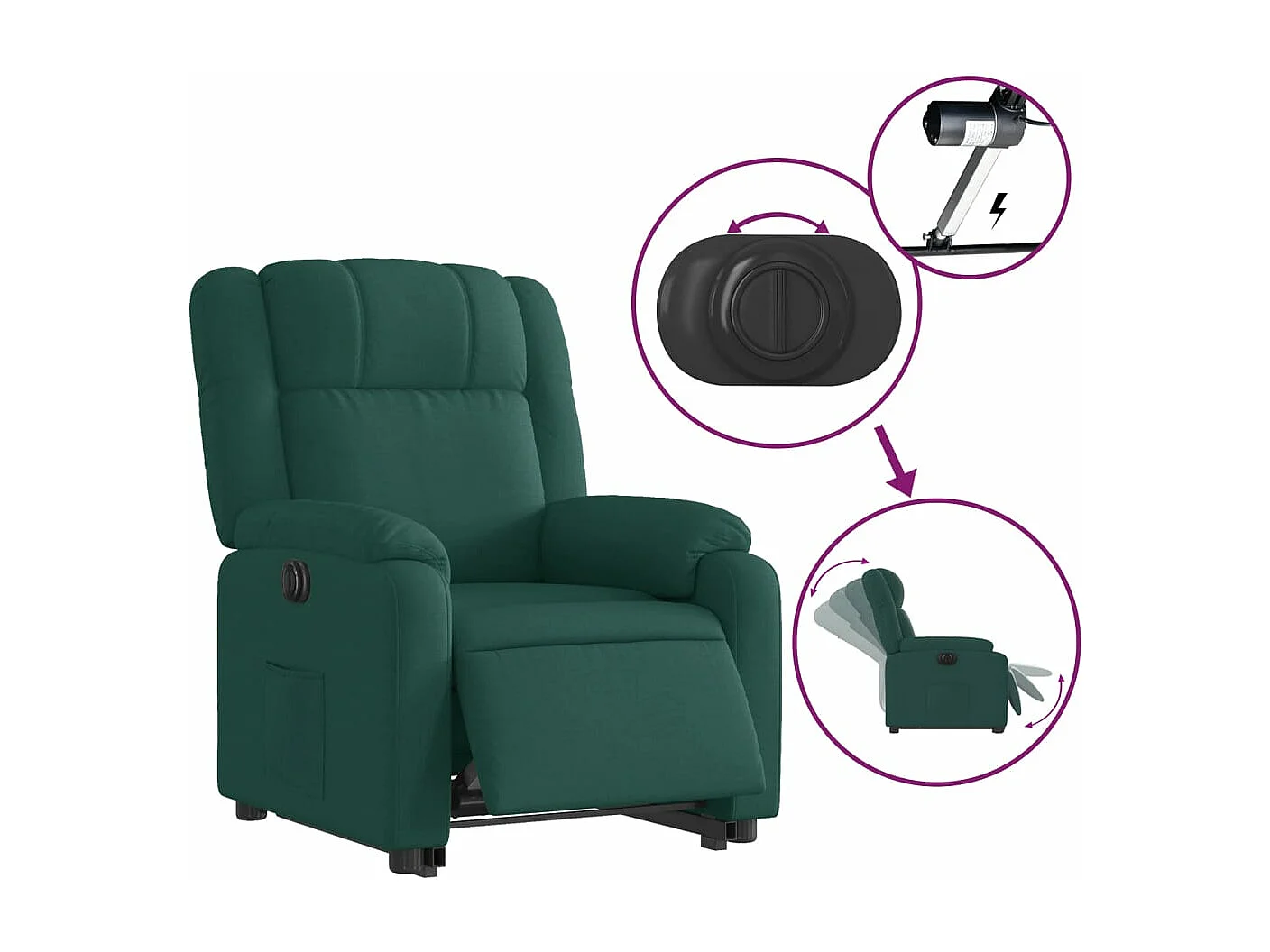 Fauteuil inclinable électrique vert foncé tissu