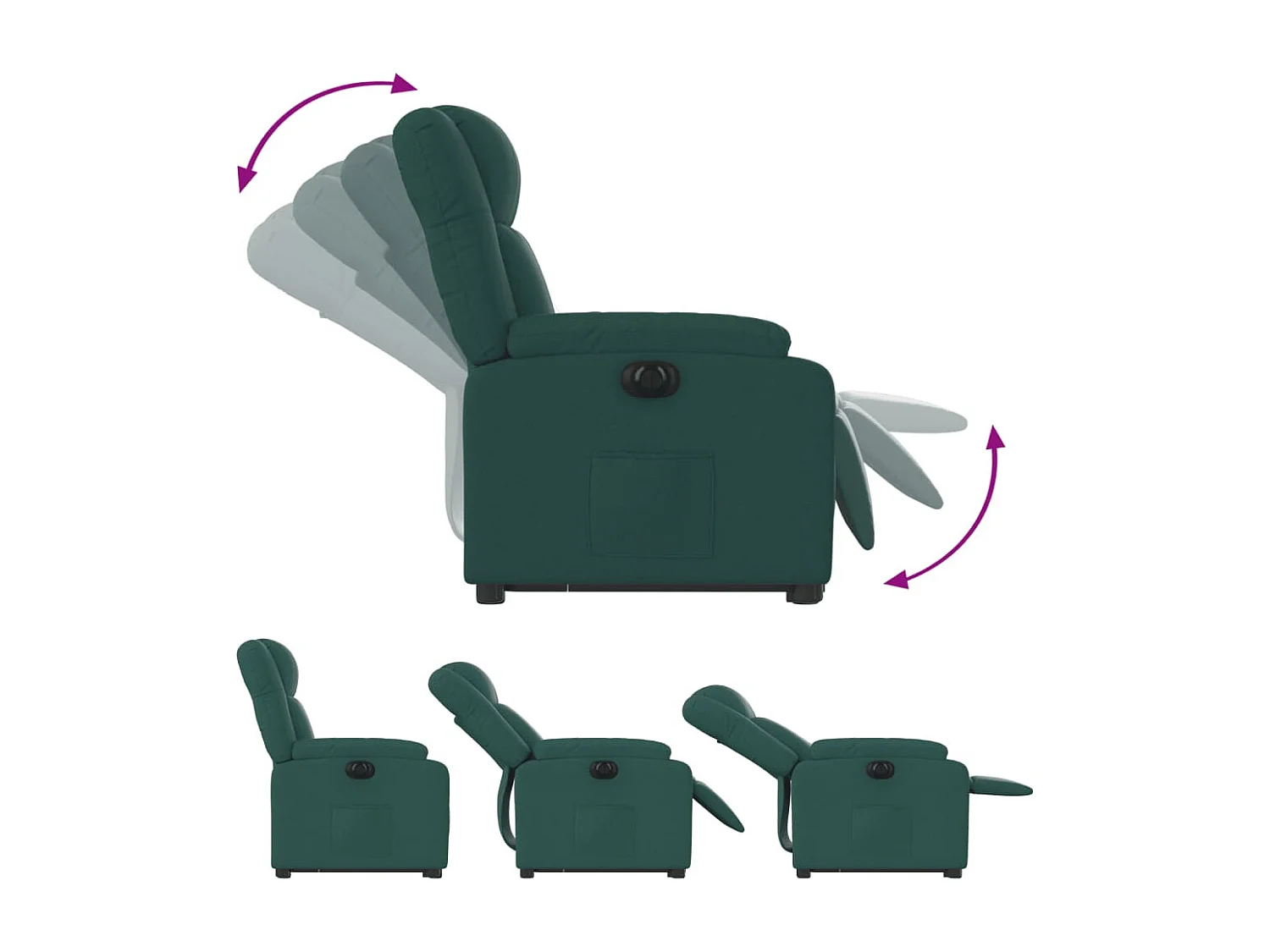 Fauteuil inclinable électrique vert foncé tissu