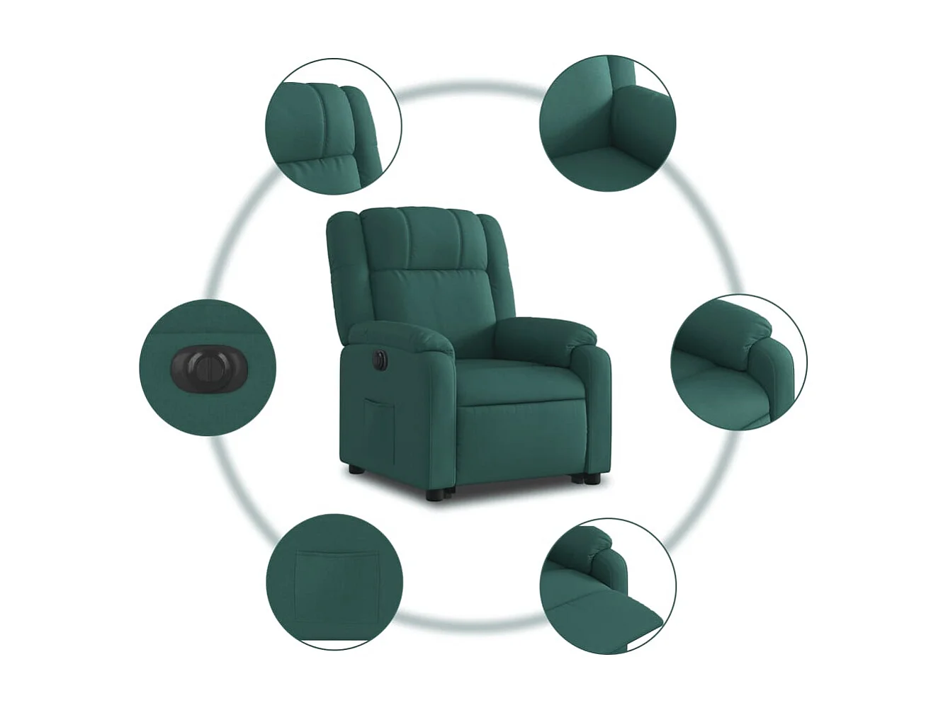 Fauteuil inclinable électrique vert foncé tissu