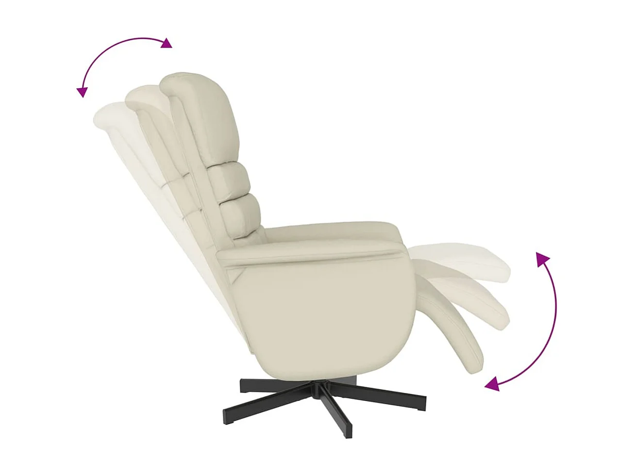 Fauteuil inclinable avec repose-pieds crème similicuir
