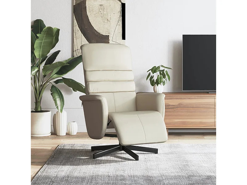 Fauteuil inclinable avec repose-pieds crème similicuir