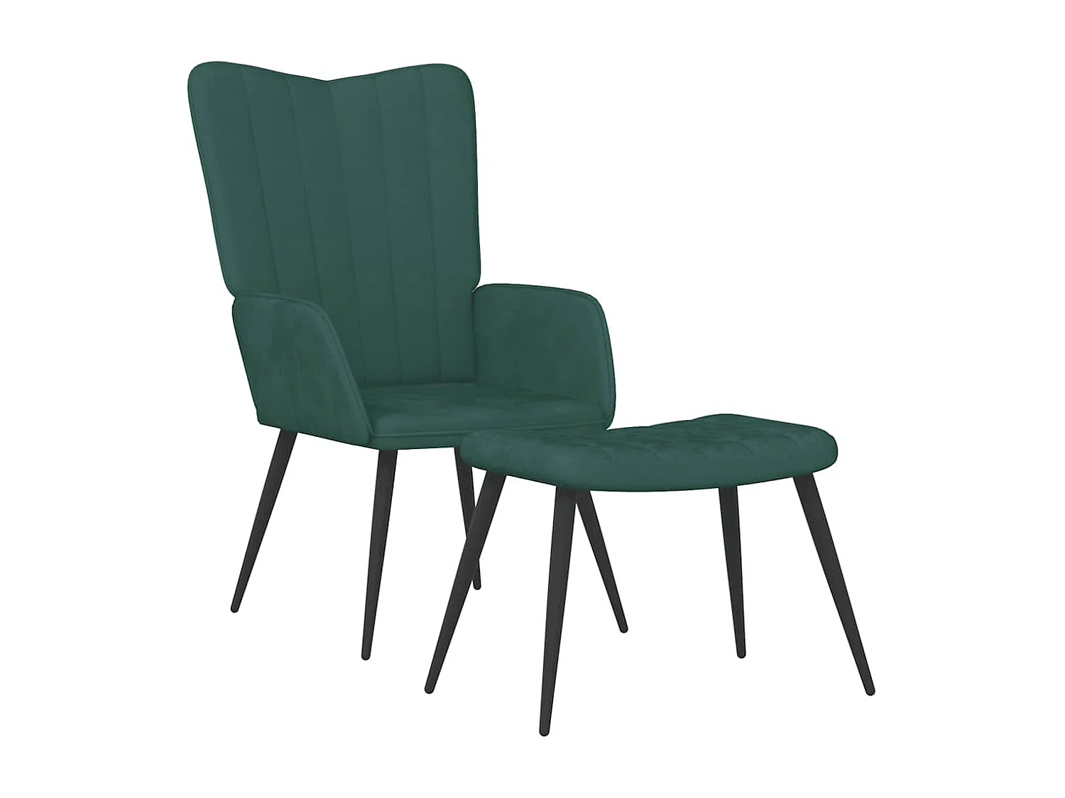 Chaise de relaxation avec tabouret Vert foncé Velours