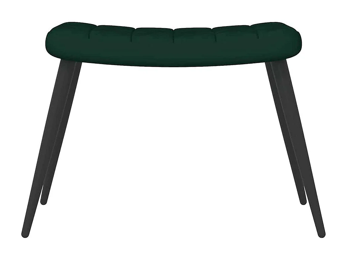Chaise de relaxation avec tabouret Vert foncé Velours