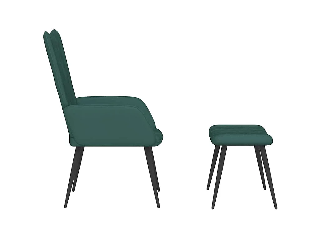 Chaise de relaxation avec tabouret Vert foncé Velours
