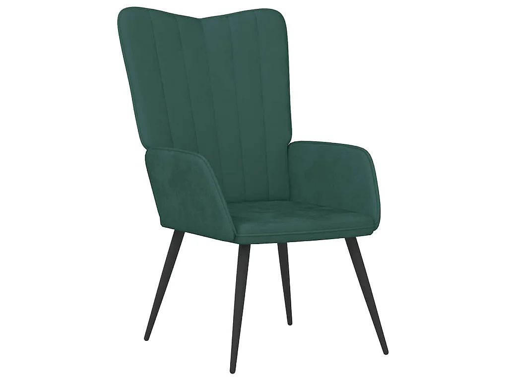 Chaise de relaxation avec tabouret Vert foncé Velours