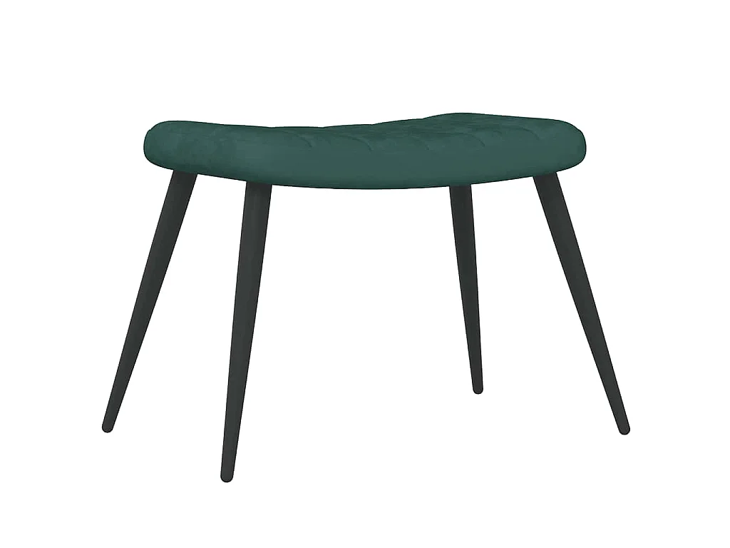 Chaise de relaxation avec tabouret Vert foncé Velours