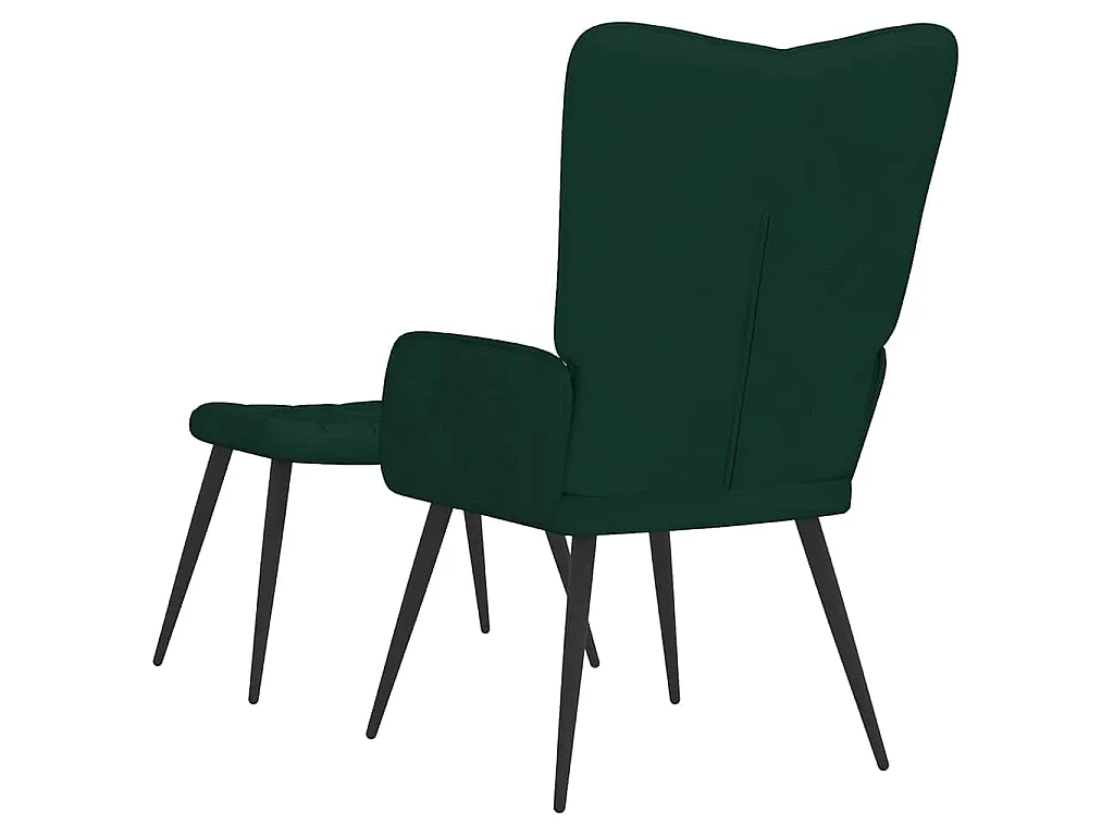 Relaxsessel mit Hocker Dunkelgrün Samt