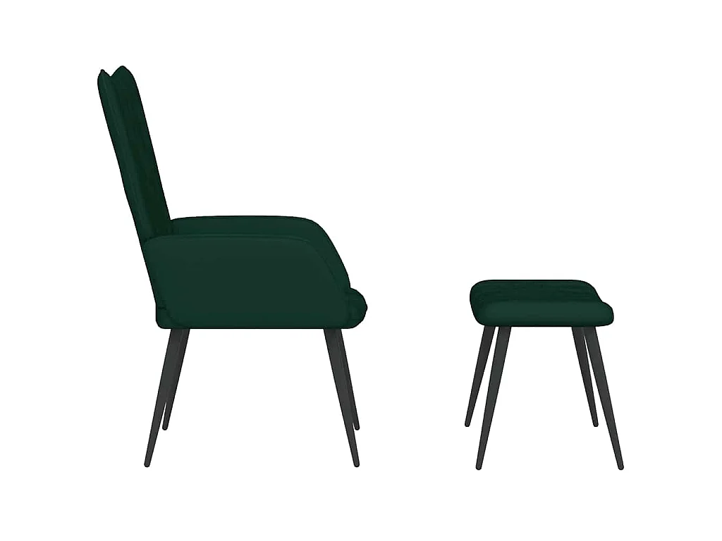 Relaxsessel mit Hocker Dunkelgrün Samt