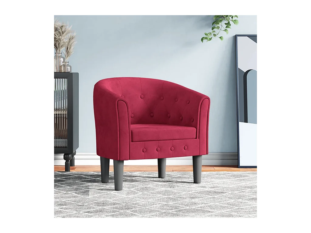 Fauteuil rouge bordeaux velours