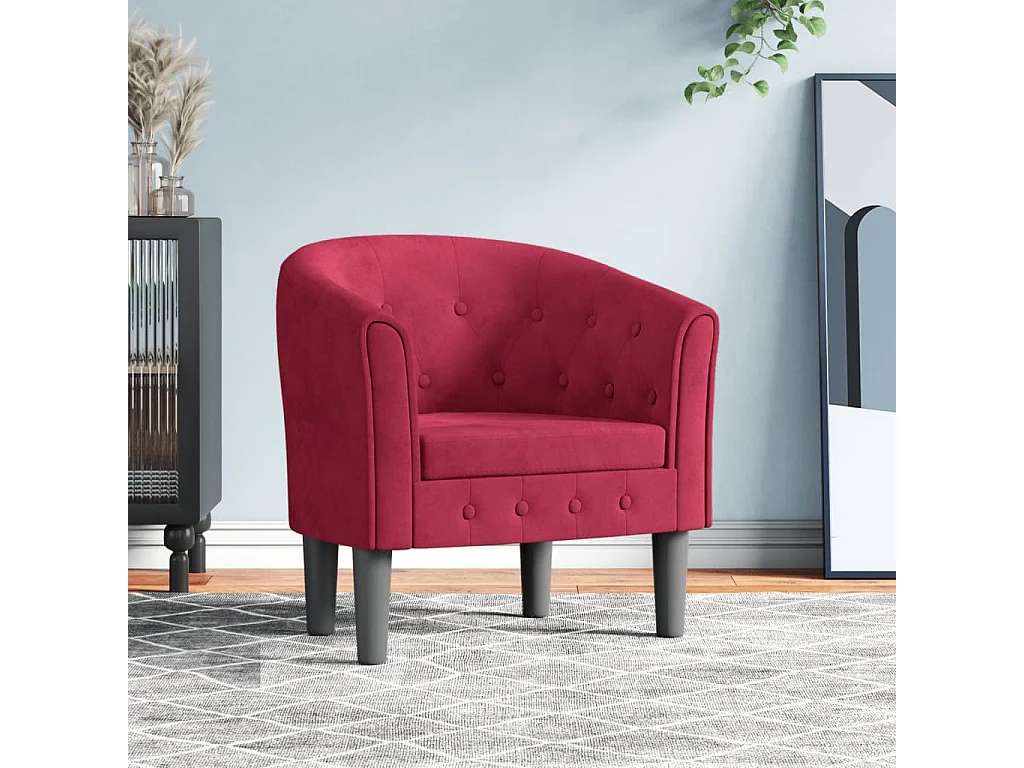Fauteuil rouge bordeaux velours