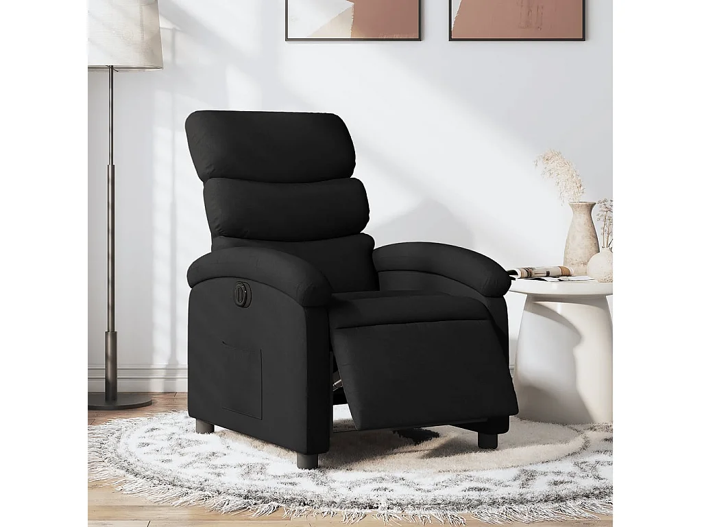 Fauteuil verstelbaar elektrisch stof zwart