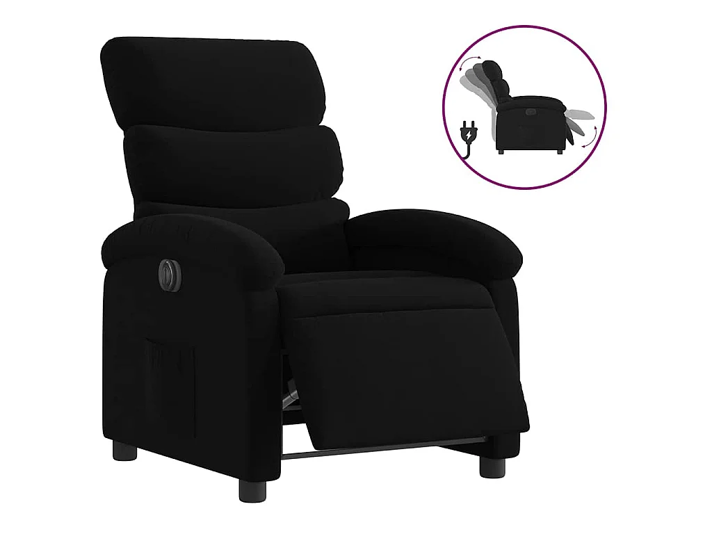 Fauteuil verstelbaar elektrisch stof zwart