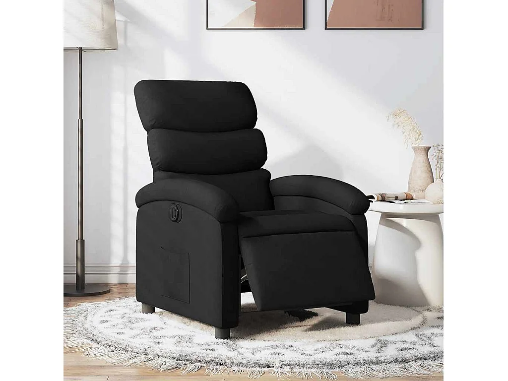 Fauteuil verstelbaar elektrisch stof zwart