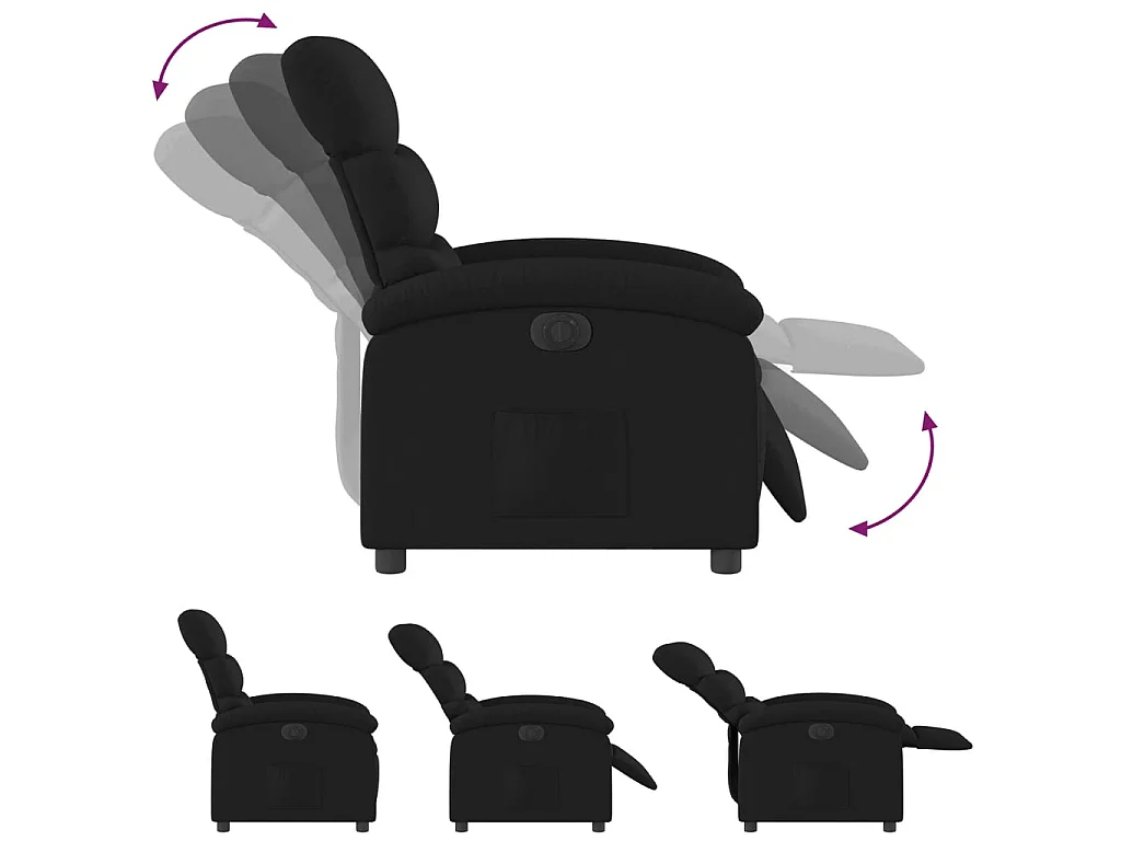 Fauteuil verstelbaar elektrisch stof zwart