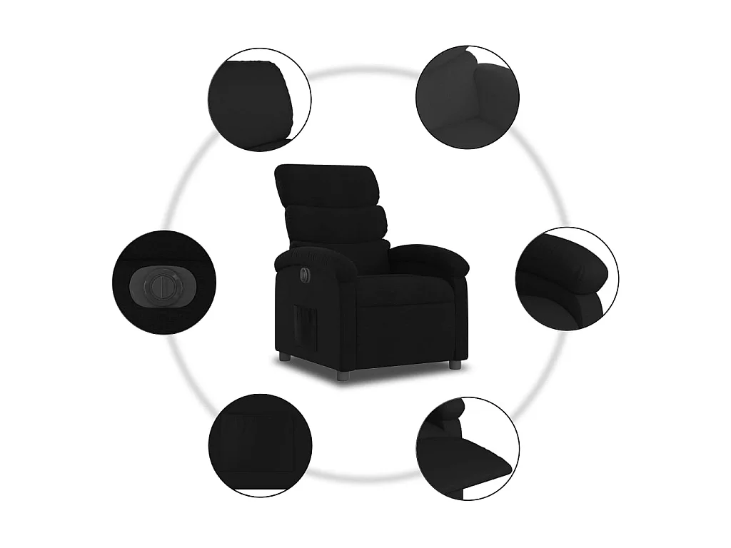 Fauteuil verstelbaar elektrisch stof zwart