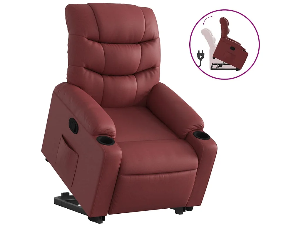 Relaxsessel mit Aufstehhilfe Weinrot Kunstleder