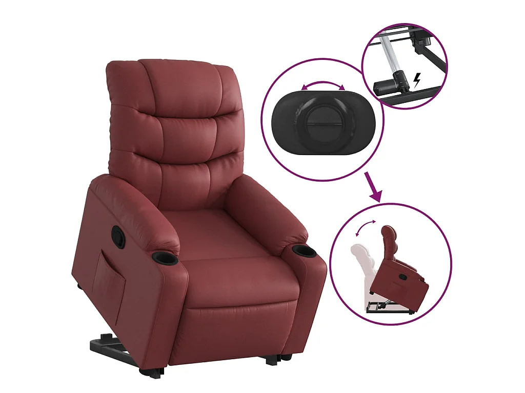 Relaxsessel mit Aufstehhilfe Weinrot Kunstleder