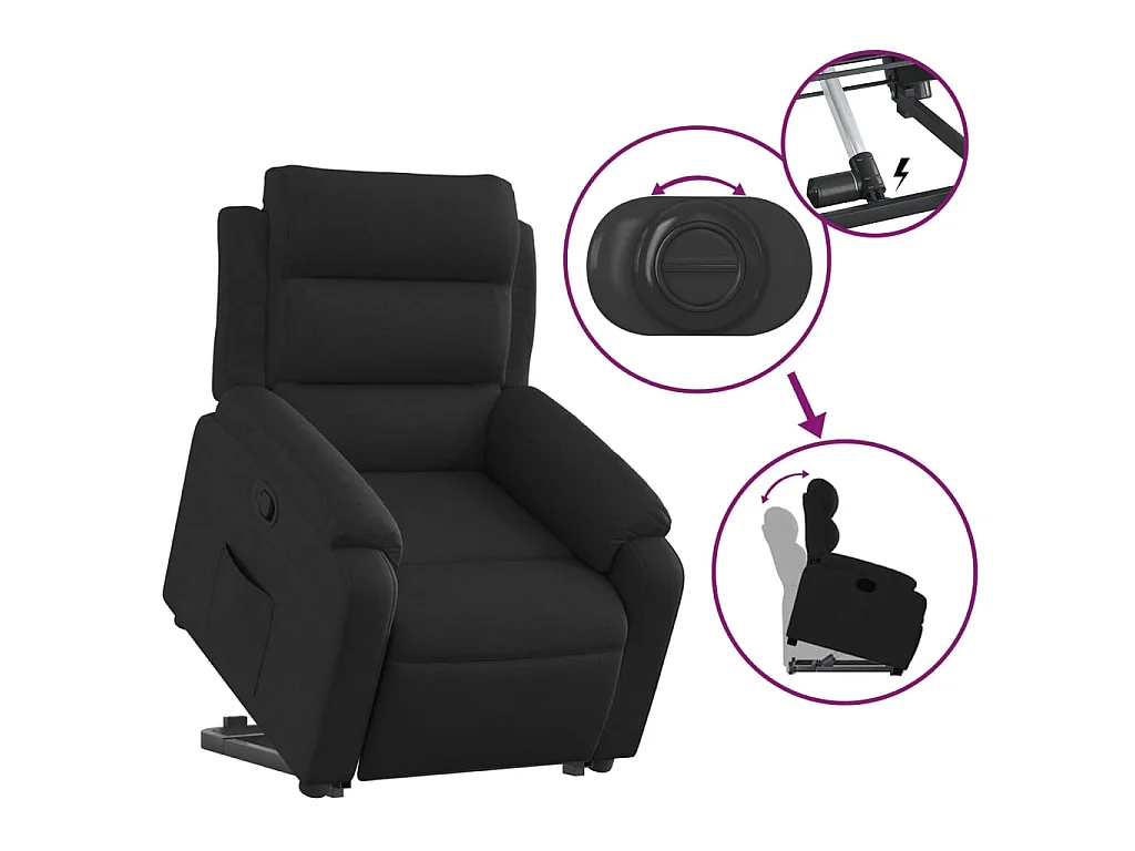 Sta-op-stoel verstelbaar stof zwart