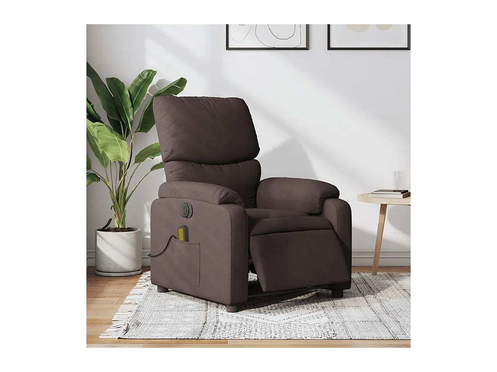 Fauteuil de massage inclinable électrique Marron foncé Tissu