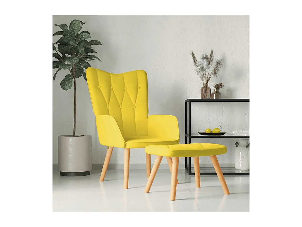 Chaise de relaxation avec tabouret Jaune moutarde Tissu
