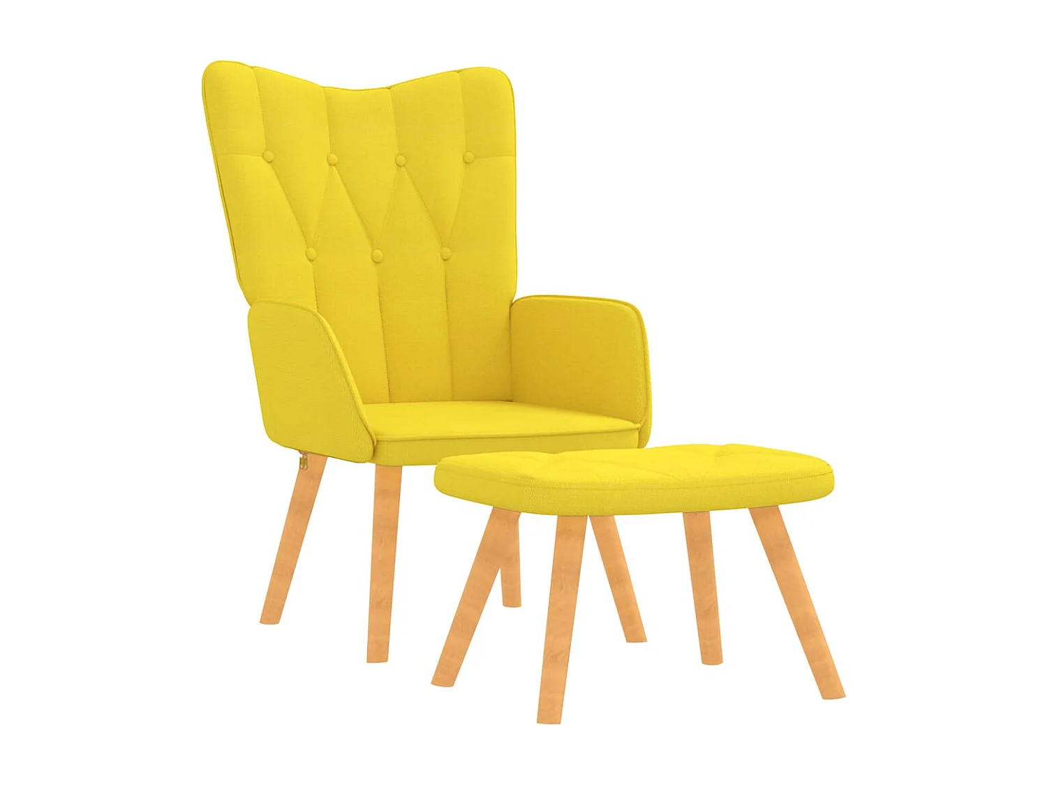 Chaise de relaxation avec tabouret Jaune moutarde Tissu