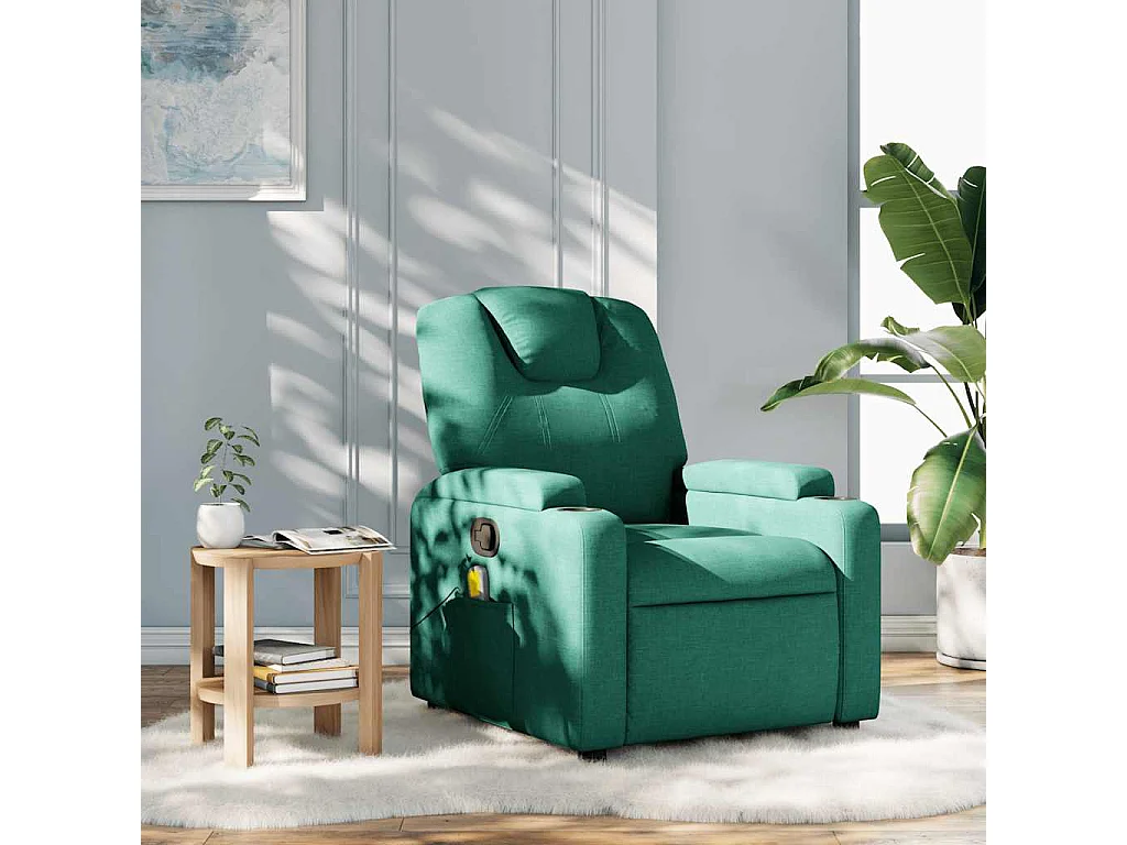 Fauteuil de massage inclinable Vert foncé Tissu