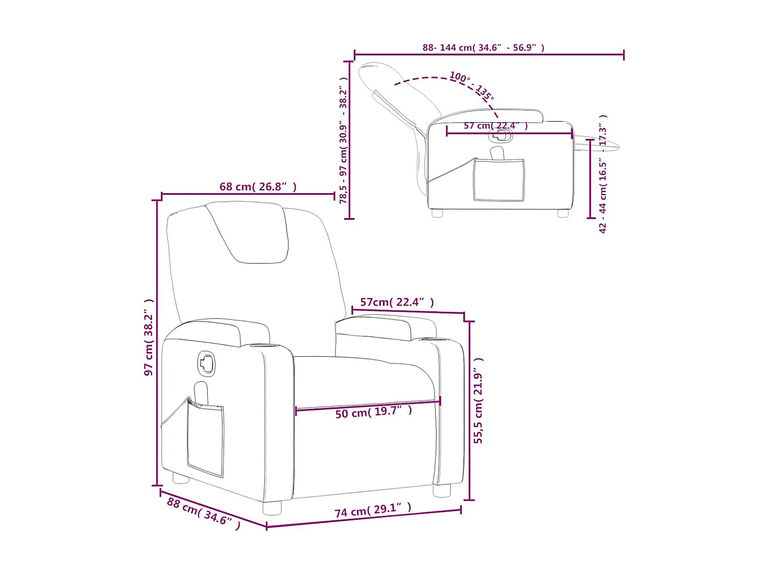 Fauteuil de massage inclinable Vert foncé Tissu